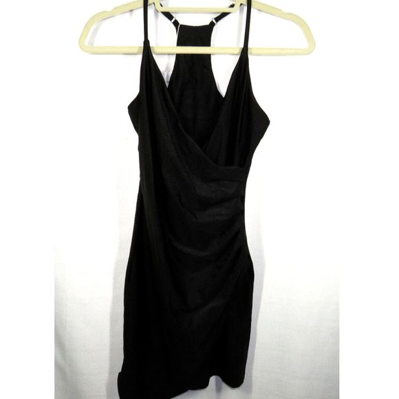 Halara Black Shirred V-Neck Bodycon Mini Dress - Picture 2 of 9